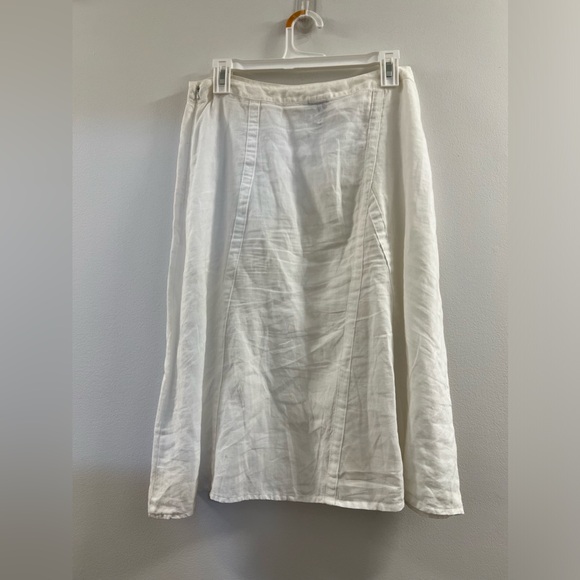 Eileen Fisher White Spring Linen Flared Knee Length Skirt HH. - Picture 9 of 11